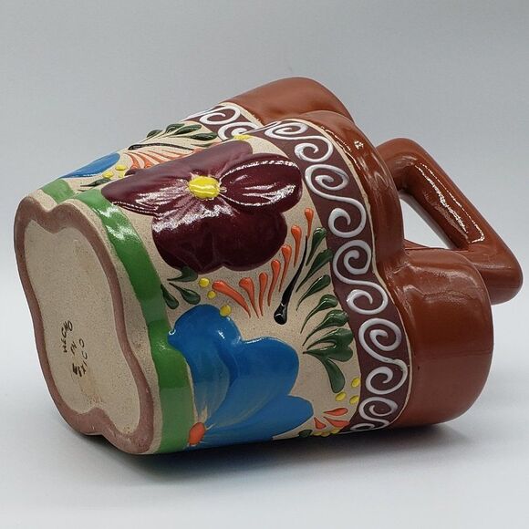 Mexican Talavera Hand Painted  Colourful Floral Art Pottery Utensil Holder - Picture 3 of 13